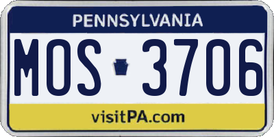 PA license plate MOS3706