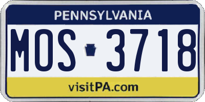 PA license plate MOS3718