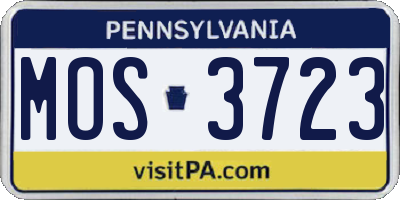 PA license plate MOS3723