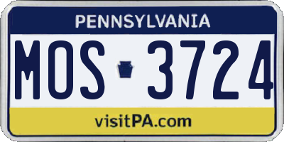 PA license plate MOS3724