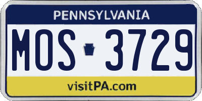 PA license plate MOS3729