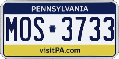 PA license plate MOS3733