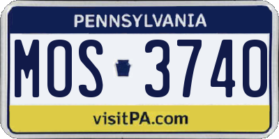 PA license plate MOS3740