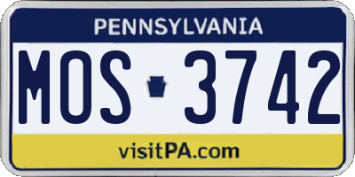 PA license plate MOS3742