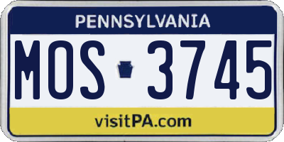 PA license plate MOS3745