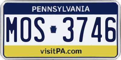 PA license plate MOS3746