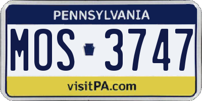 PA license plate MOS3747