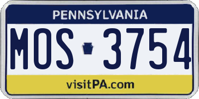 PA license plate MOS3754