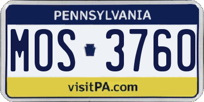 PA license plate MOS3760