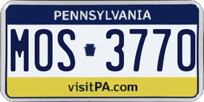 PA license plate MOS3770