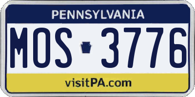 PA license plate MOS3776