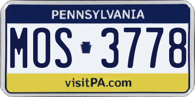 PA license plate MOS3778