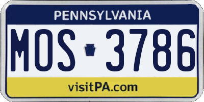PA license plate MOS3786