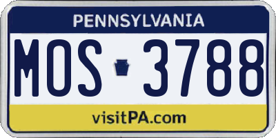 PA license plate MOS3788