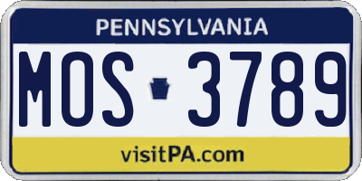 PA license plate MOS3789
