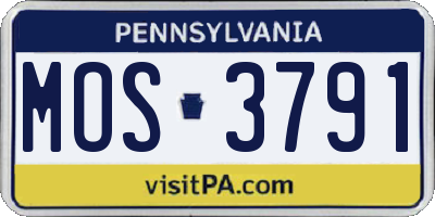 PA license plate MOS3791