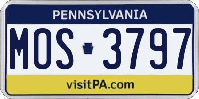 PA license plate MOS3797
