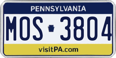 PA license plate MOS3804