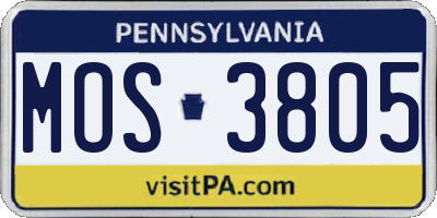 PA license plate MOS3805