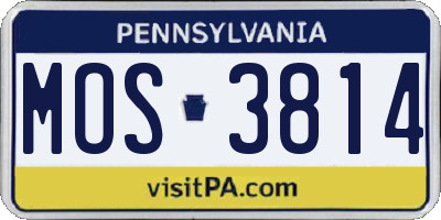 PA license plate MOS3814