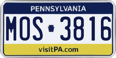 PA license plate MOS3816