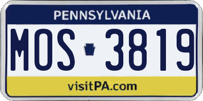 PA license plate MOS3819