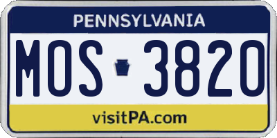 PA license plate MOS3820