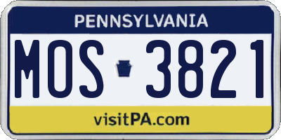 PA license plate MOS3821