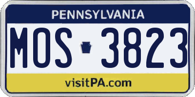 PA license plate MOS3823