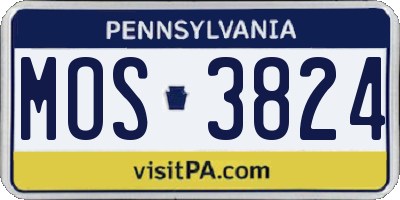 PA license plate MOS3824