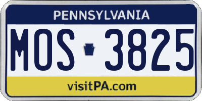 PA license plate MOS3825