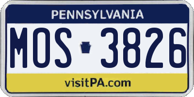 PA license plate MOS3826