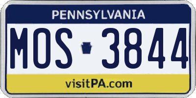 PA license plate MOS3844