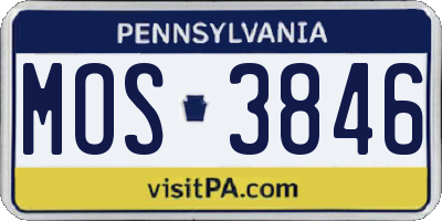 PA license plate MOS3846