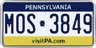 PA license plate MOS3849