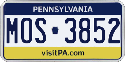 PA license plate MOS3852