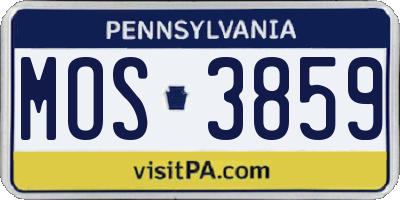 PA license plate MOS3859