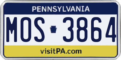 PA license plate MOS3864