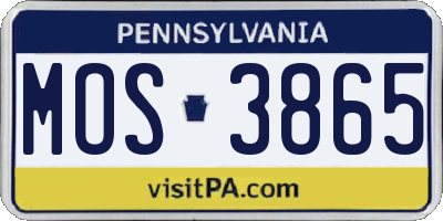 PA license plate MOS3865
