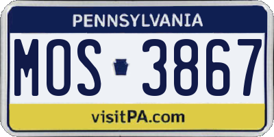 PA license plate MOS3867