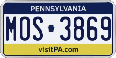 PA license plate MOS3869