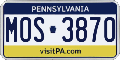 PA license plate MOS3870