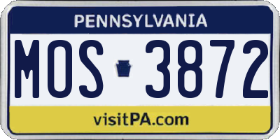 PA license plate MOS3872