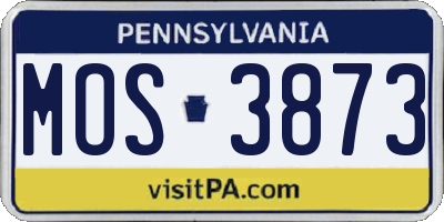 PA license plate MOS3873