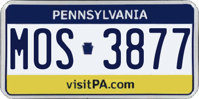 PA license plate MOS3877