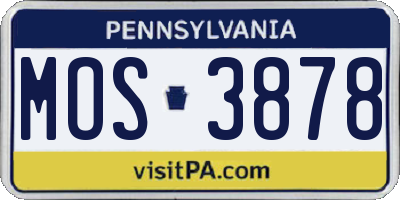 PA license plate MOS3878
