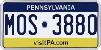 PA license plate MOS3880