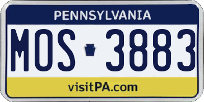 PA license plate MOS3883