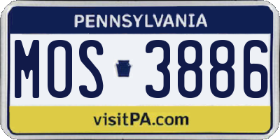 PA license plate MOS3886