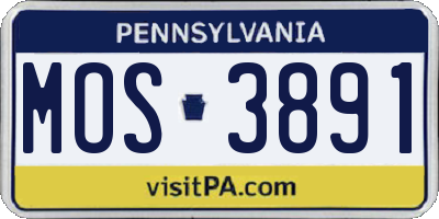 PA license plate MOS3891